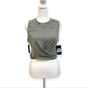 Nike Grey Dri-FIT Twist Crop Tank Top  Size Medium | NWT